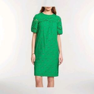 Ann Taylor green cotton eyelet dress 16P